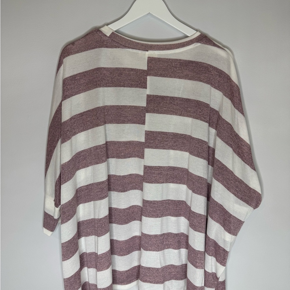 LA MIEL Cream and Maroon Striped Tunic | Size Large - Picture 6 of 7